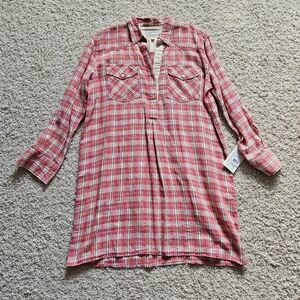 NWT Red Plaid Small Current/Elliot The Levee Western Dress Redwood Plaid Size 1